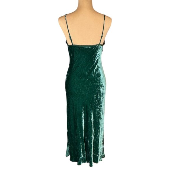 Frame Velvet Slip Midi Dress Sz S Green Silk Blend Fairy Event Glam Whimsigoth - Picture 5 of 15